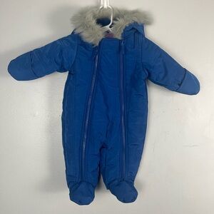 New Babies R Us Infant Snowsuit - 0-3 Mo - Blue -Quilted - Lined - Front Zippers